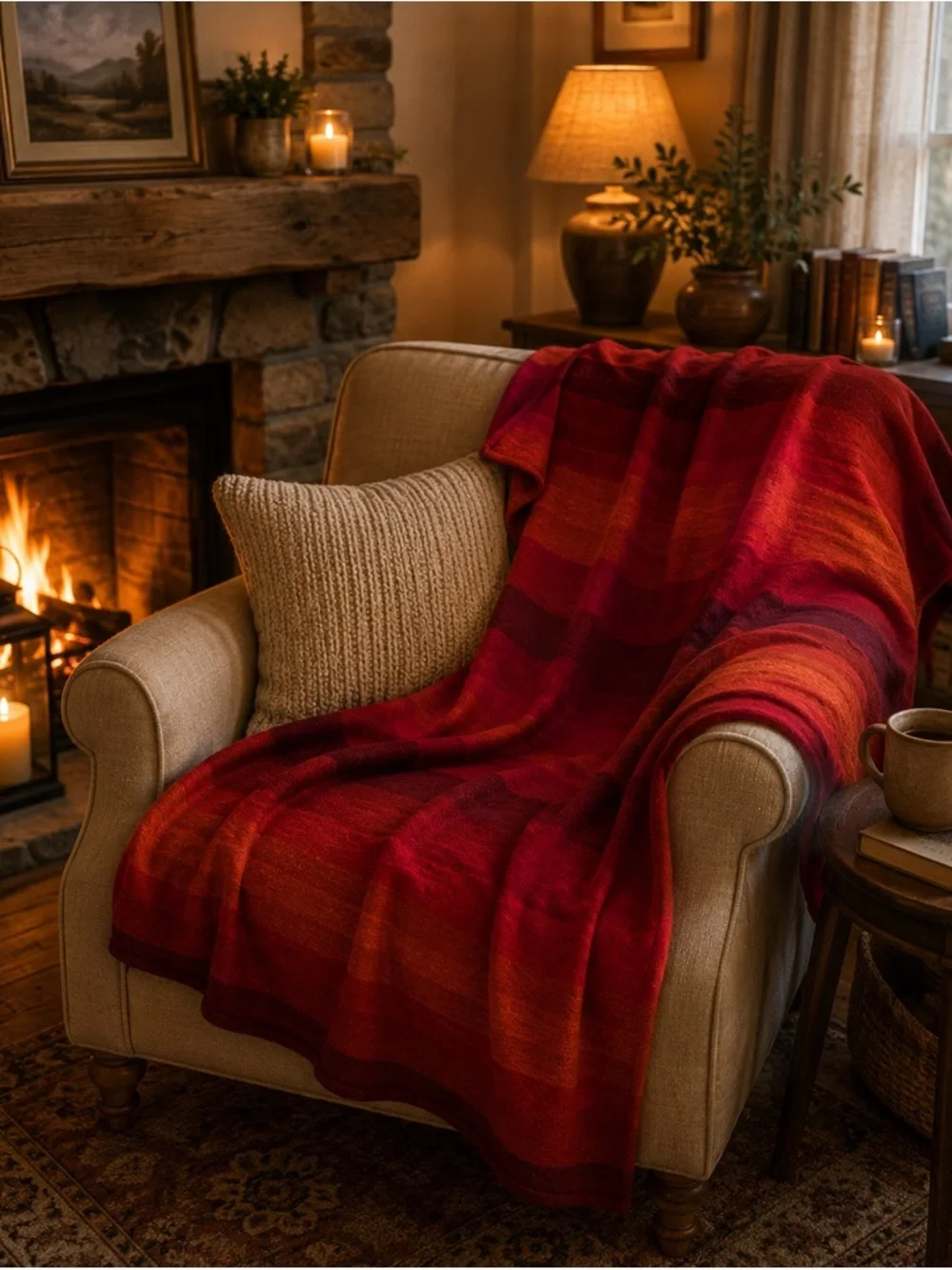 New - Alpaca Gradient Red & Orange Cozy Throw